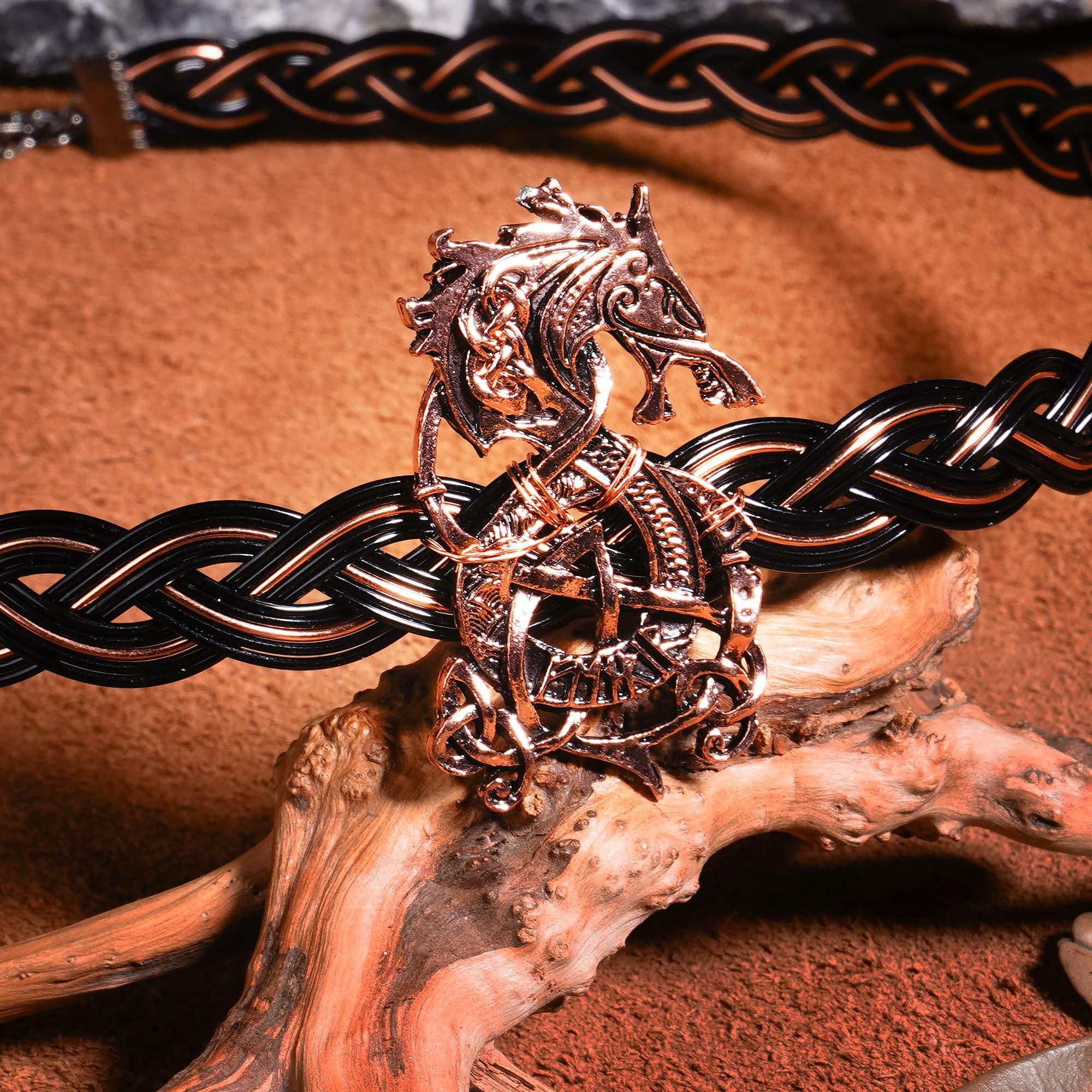 CoTeeZa CoTeeZa Handmade Renaissance Fairy Circlet - Viking Crown Elf Headband Dragon Braided Tiara Celtic Headpiece Royal Medieval Hair Accessory for Birthday Party Women Men Cosplay Costume Wreath