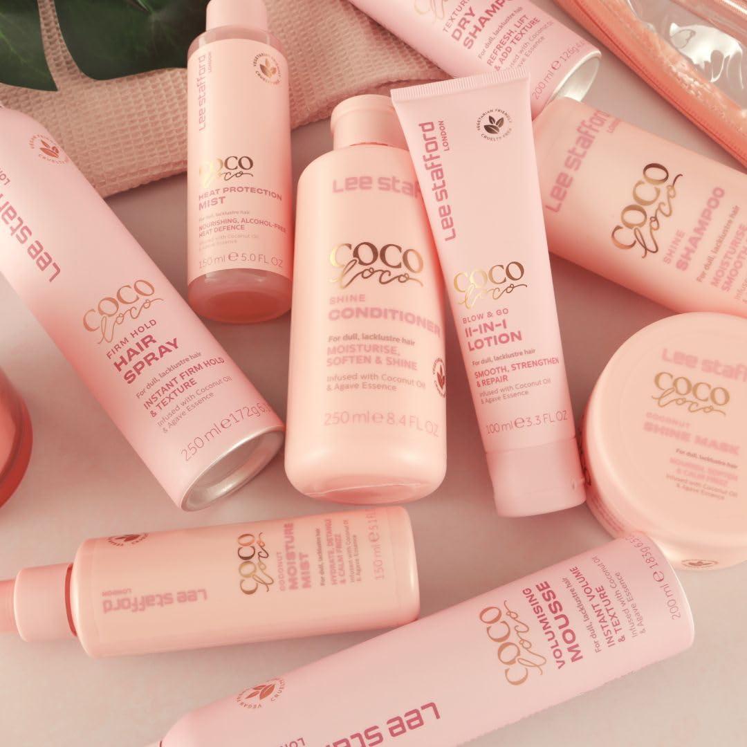 Lee Stafford Lee Stafford Blow Dry Hair Lotion | Coco Loco Collection - 11-in-1 Leave In Styling Cream, Heat Procectant & Hyrdates Hair with a HIgh Shine Finish, Coconut Scented, Curls or Sleek Styles, 3.3 Fl Oz