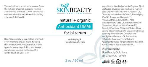 Skin Beauty Solutions Anti-Aging DMAE Face Serum with AntiOxidants & Vitamin A, B C E - for Younger, Plumper, Firmer Skin (2 oz / 60 ml)