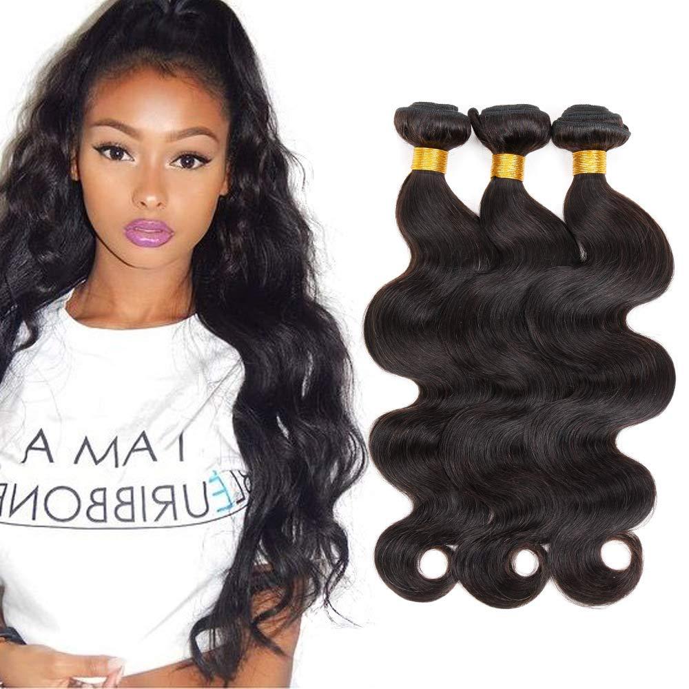 FUIBEJAE 3 Bundles Wave Hair Bundles Synthetic Hair Extensions, Unprocessed Body Wave Hair Bundles Body Wave Synthetic Hair Extensions for Black Women,8inch