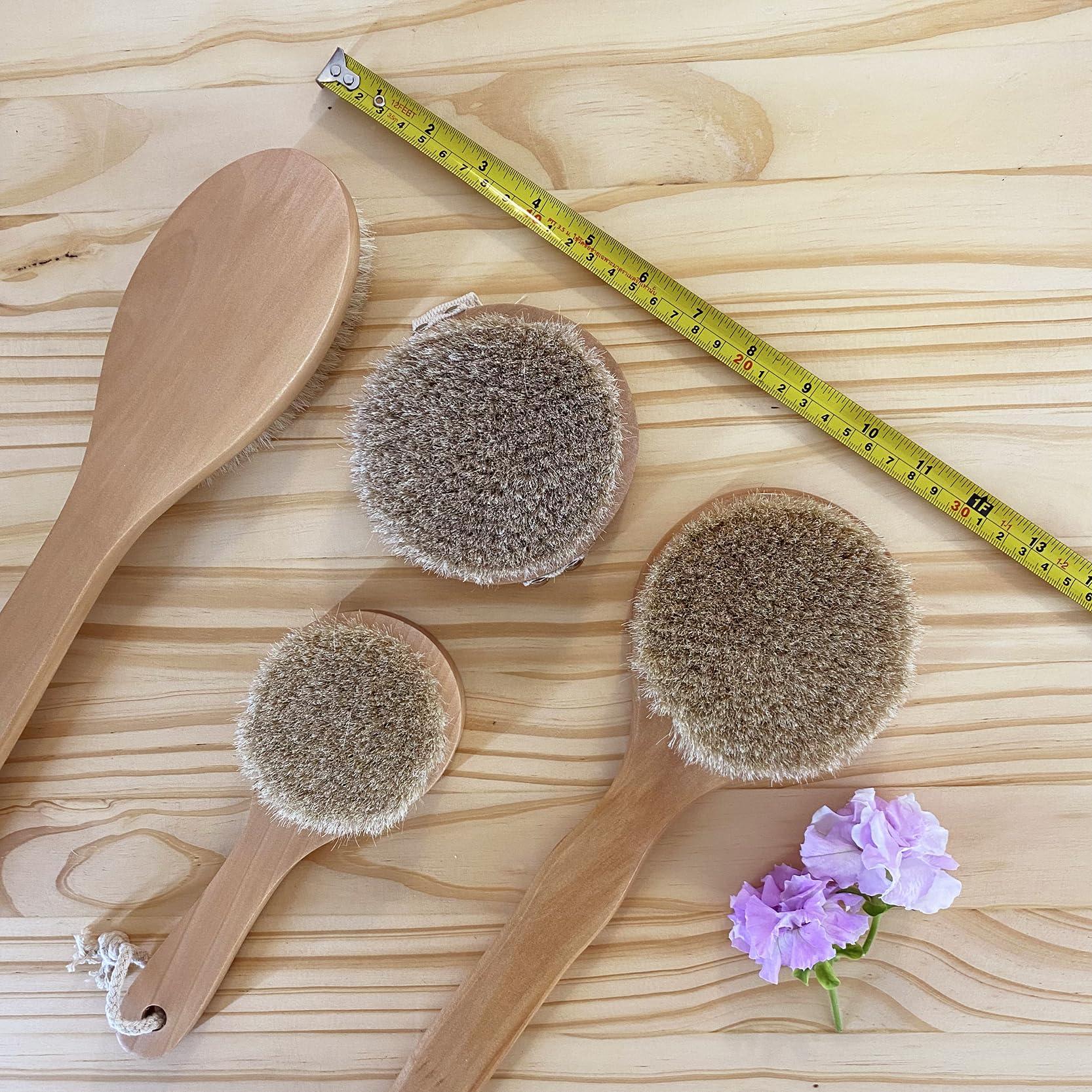 UPTALY UPTALY 1 pcs 12 cm Horsehair Bath Brush (Round with Hand Strap), Whole Piece of Solid Wood without Splicing, All Natural Body Brush, Large Round Shower Brush, without Handle