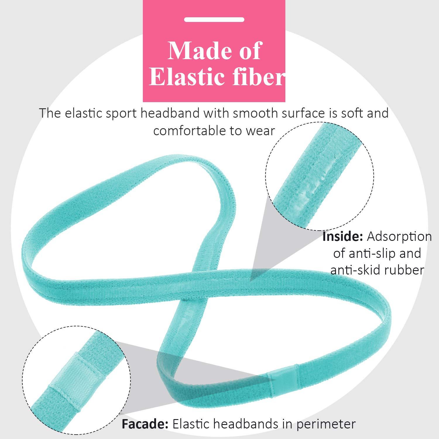 Sumind Sumind 4 Pieces Thick Non-Slip Elastic Sport Men Thin Headbands Football Hair Headbands for Women(Fluorescent Green, Rose Red, Green, Royal Blue)