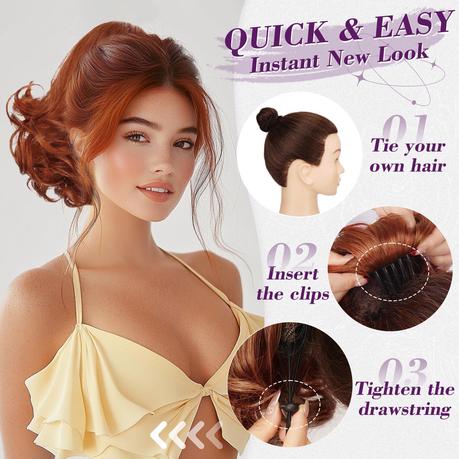 BARSDAR BARSDAR Copper Red Ponytail Extension - 10 Inch Short Wavy Drawstring Ponytail Hair Extensions for Women - Synthetic Comb Clip in Ponytail Hairpieces Fake Pony Tails - Copper Red