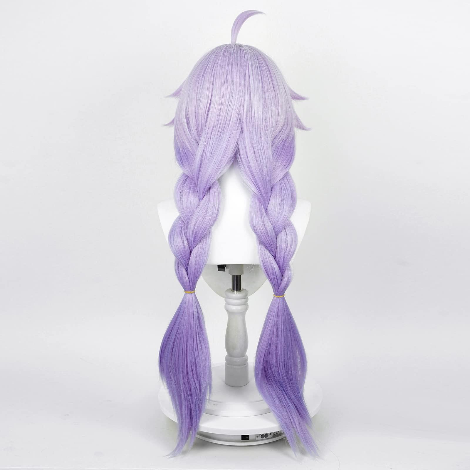 Aicos Aicos Purple Anime Wig with Double Braid, Long Cosplay Wig with Bangs, Heat Resistant Hair Wig for Women