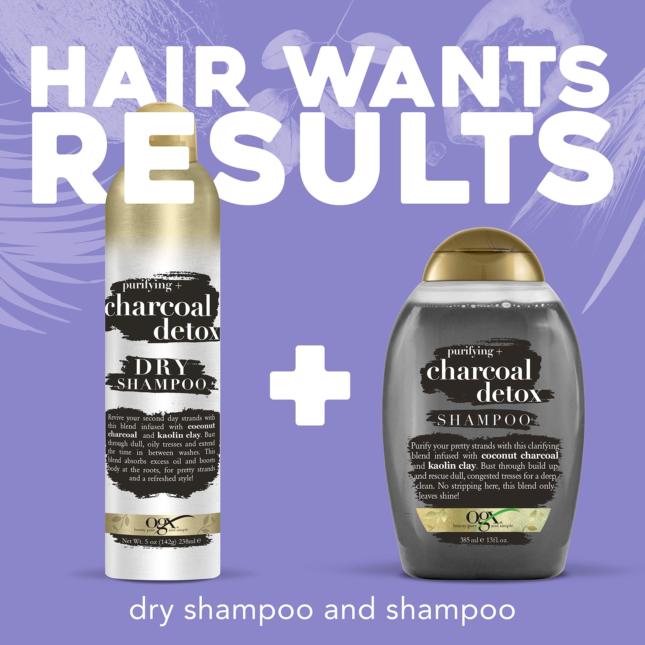 OGX OGX Purifying + Charcoal Detox Dry Shampoo Spray with Activated Charcoal & Kaolin Clay for Fresh Full Hair, Dry Shampoo to Absorb Excess Oil & Revive Dull Second-Day Hair, 5 Ounce