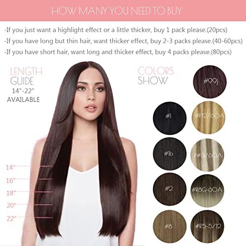 Loxxy Loxxy Balayage Tape Hair Extensions Human Hair 18Inch Invisible PU Tape in Hair Mixed Chestnut Brown Double Sided Brown Tape in Hair Extensions Human Hair Glue on Silky Soft Hair R2-2/6 20pcs 50g