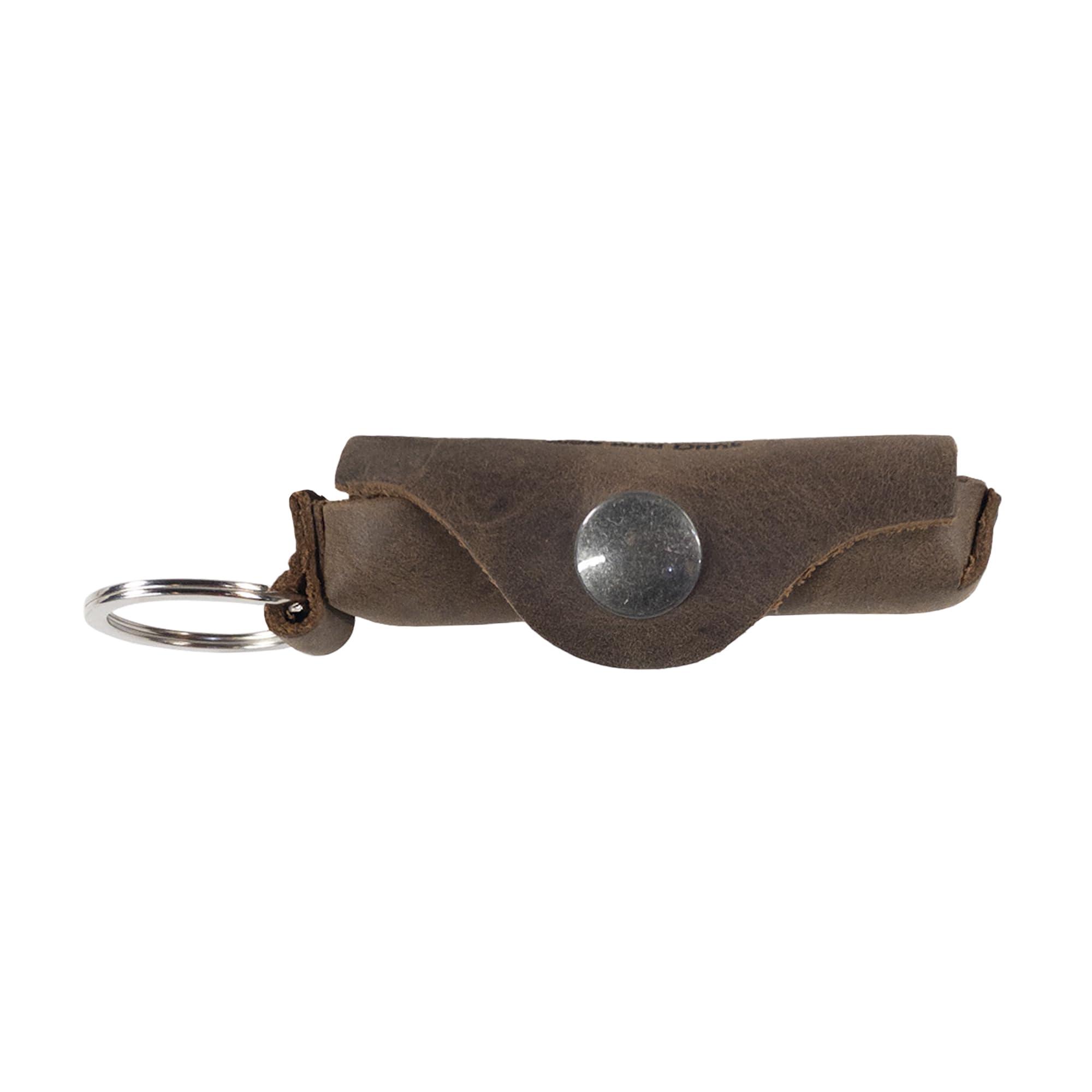 Hide & Drink Hide & Drink, Lip Balm Keychain Holder, Lip Protection, Classic Vintage, Brass Metal Clasp, Full Grain Leather, Handmade, Bourbon Brown