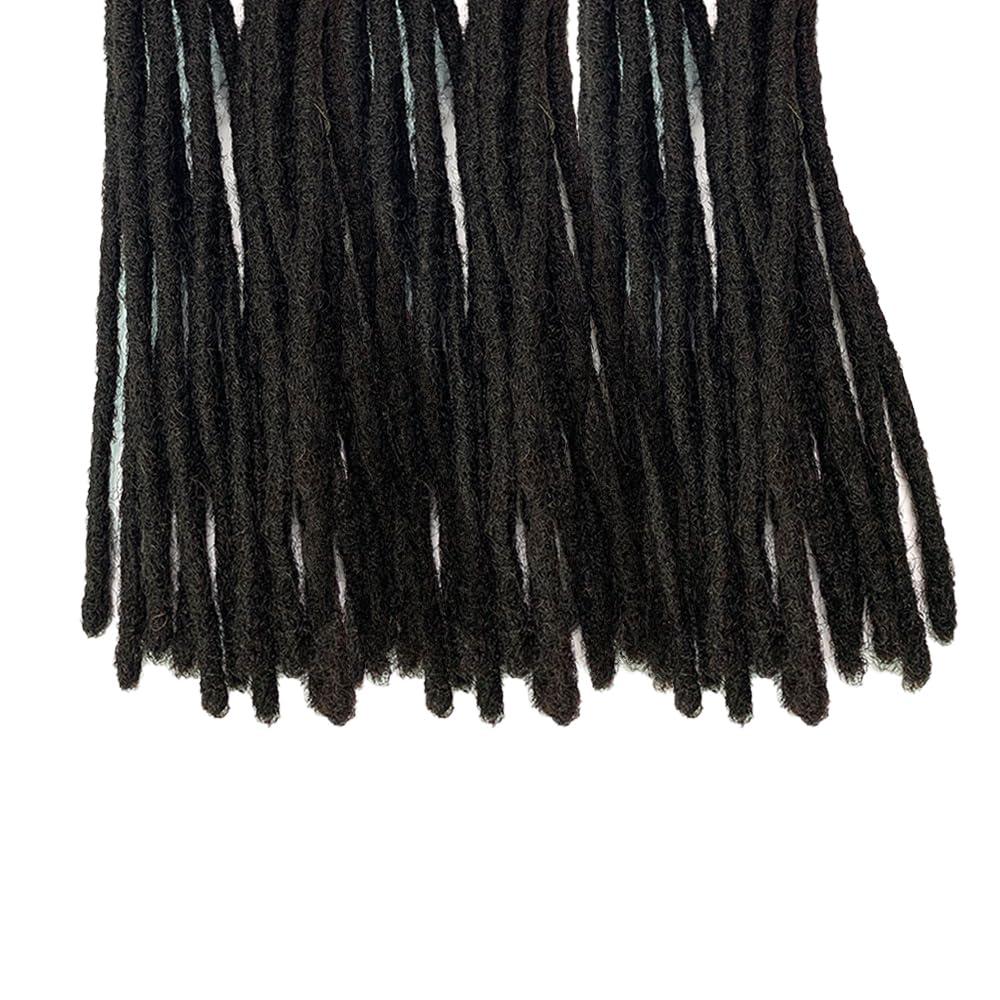 LuxeLocksPro Human Hair Loc Extensions for Man/Women,Permanent Dreadlock Extensions Natural Black 1B (10 Dreads/Bundle)