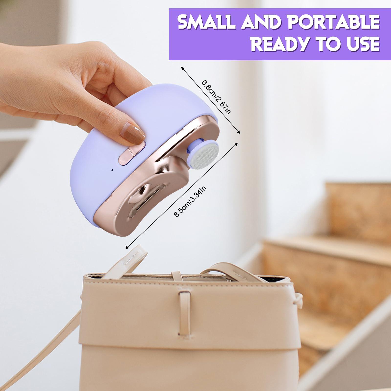 CLORISLAND 3 in 1 Automatic Electric Nail Clipper Polishing, Electric Toenail Trimmer Clippers for Seniors Adult, Safe Convenient Electric Nail Trimmer Cutter Nail File Clip Storage 2 Speeds, Purple