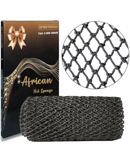 SPMKTBOZAI SPMKTBOZAI African Net Sponge Authentic, African Exfoliating Sponge Real African Net Black Owned, African Bath Sponge Back Scrubber, Body Exfoliator Shower Bath Accessories (Black)