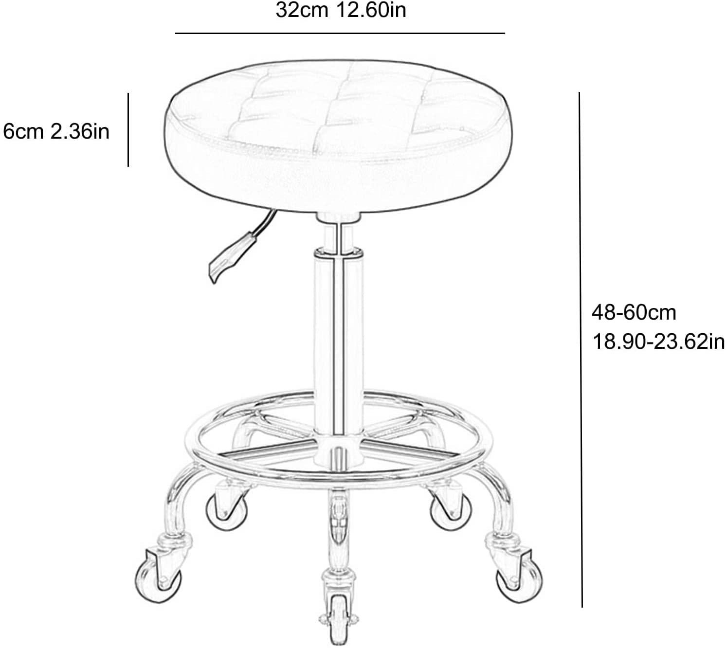 SOVORM Rolling Stools Stool on Wheels Chair Height of Adjustable Rolling Stools Pu Leather Beauty Salon Round Stool, Height Adjustable Hydraulic Rolling Rolling Stool (Blue) The New