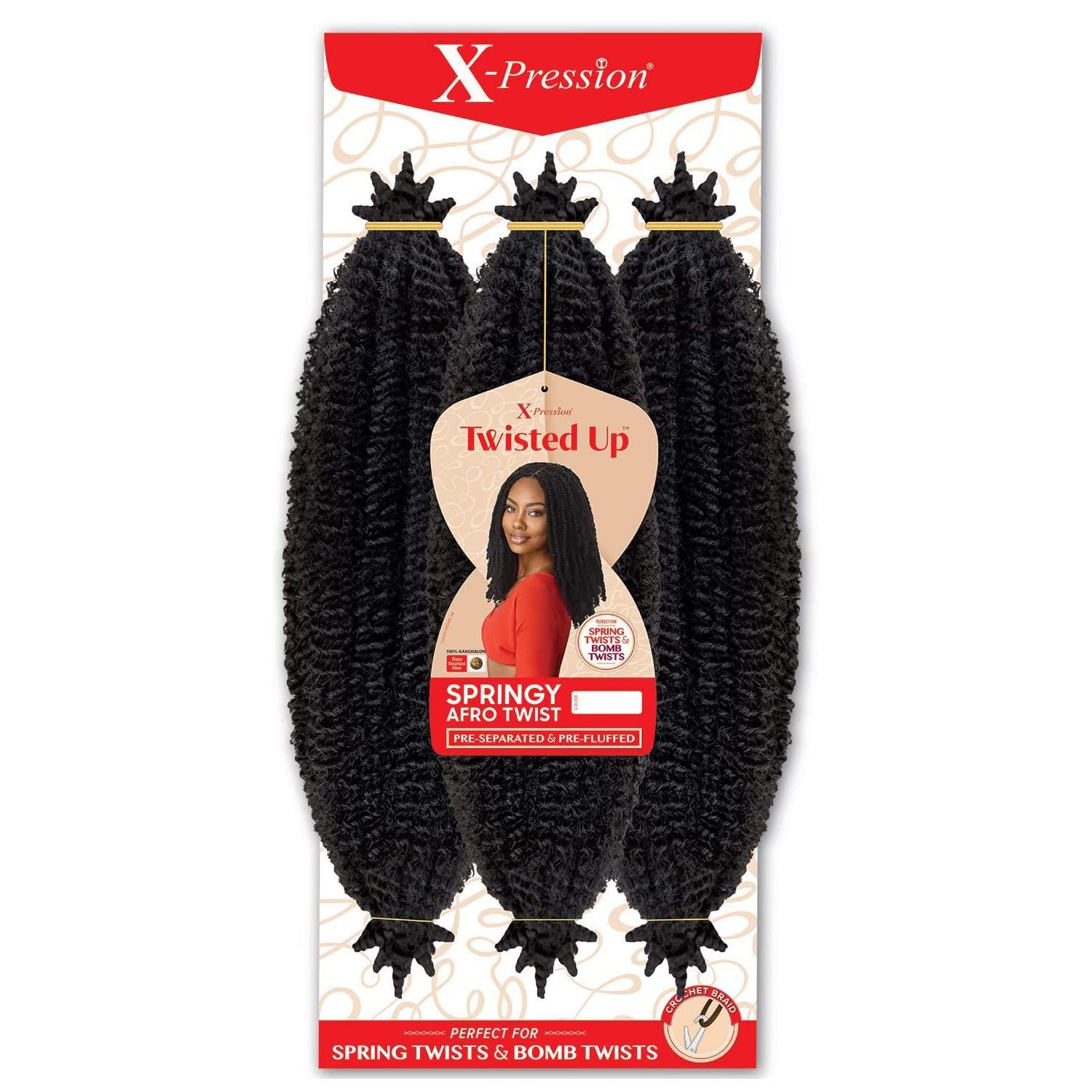 Outre Braids Outre Crochet Braids X-Pression Twisted Up 3X Springy Afro Twist 16" (5-Pack, 1B)
