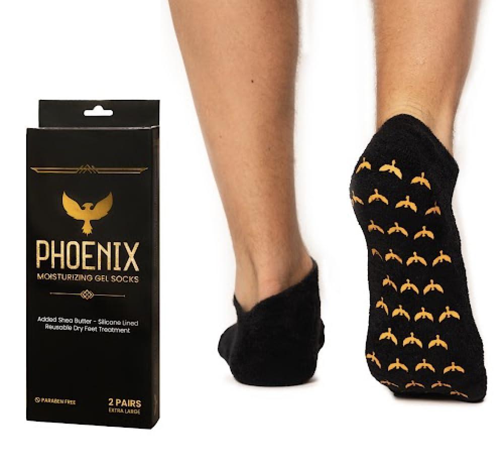 Phoenix Foot Peel Moisturizing Gel Socks for Men - Extra Large - 2 Pairs - with Shea Butter - Paraben Free - Reuseable Moisturizing Socks - Phoenix Foot Peel
