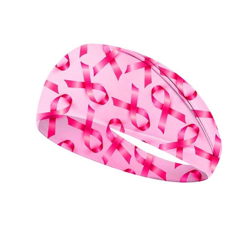 BBTDIN Breast Cancer Awareness Turban Headband Breast Cancer Awareness Pink Ribbon Headwear BCA10 (Set-B)