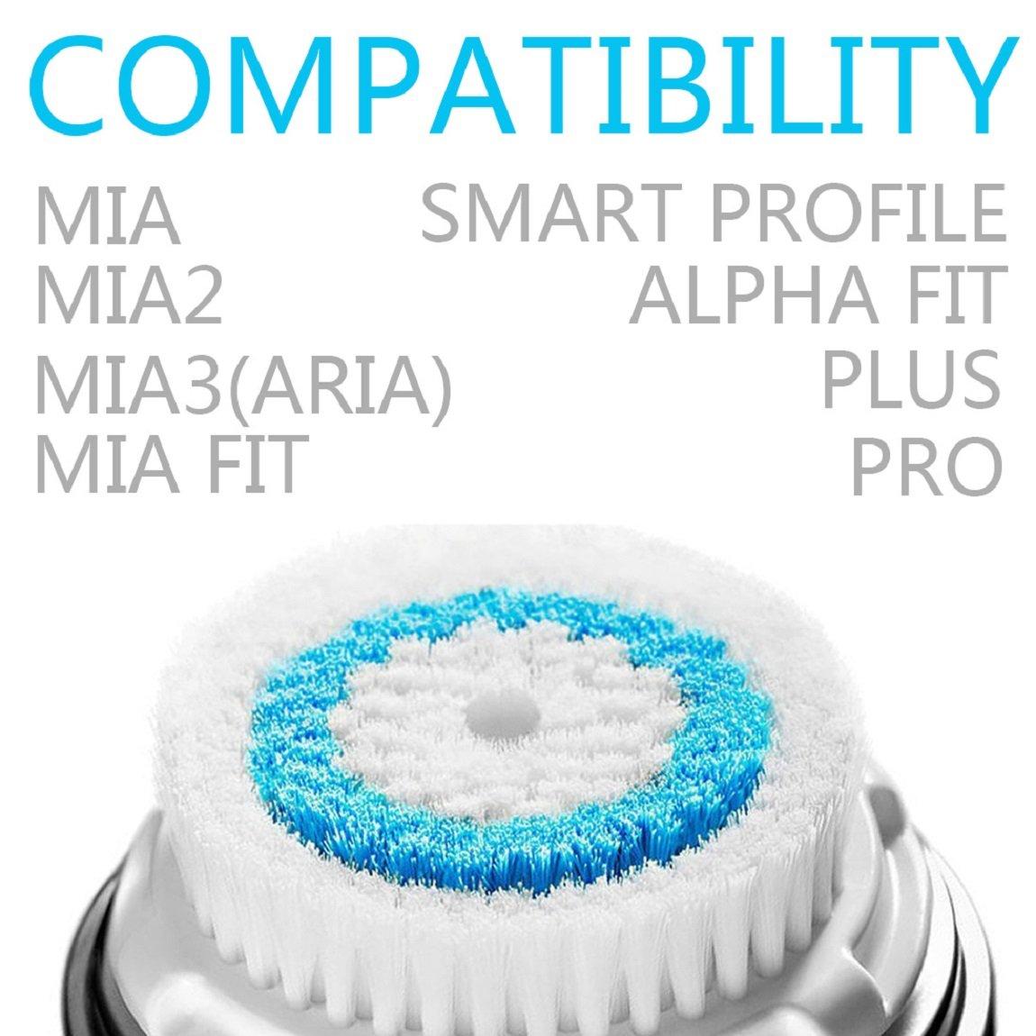 Clarisonic Brush Head Replacements Compatible with Clarisonic Mia 1, Mia 2, Mia Fit, Alpha Fit, Smart Profile Uplift and Alpha Fit, 2 Pack(Deep Pore)