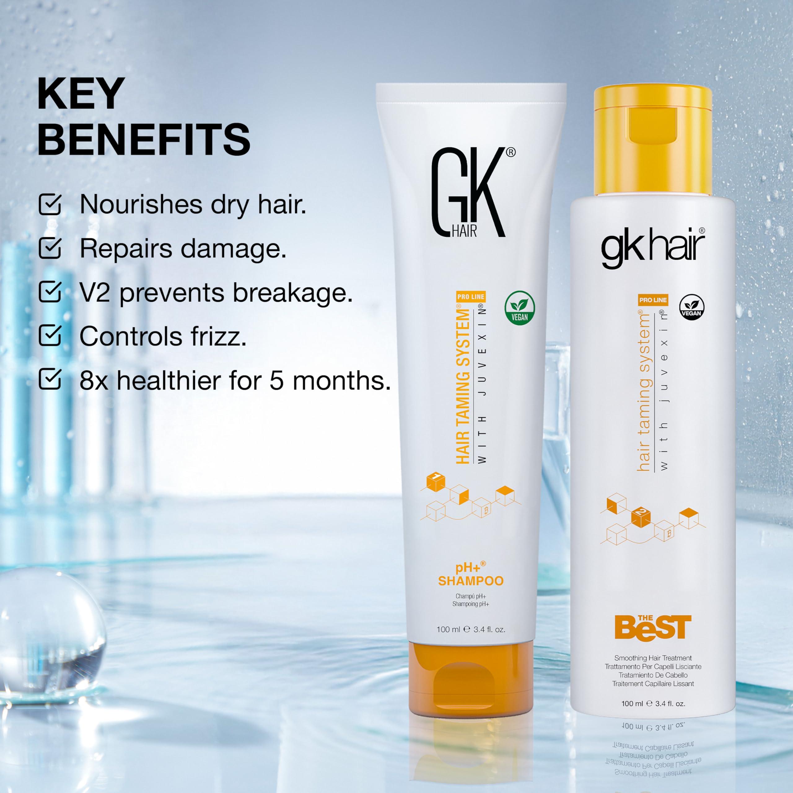 GK HAIR GK HAIR Global Keratin Professional Brazilian Keratin Hair Treatment Kit (100ml/3.4 Fl. Oz.) With PH shampoo- The Best Smoothing & Strengthening to make Hair Healthy - Formaldehyde free, Sulfate-free