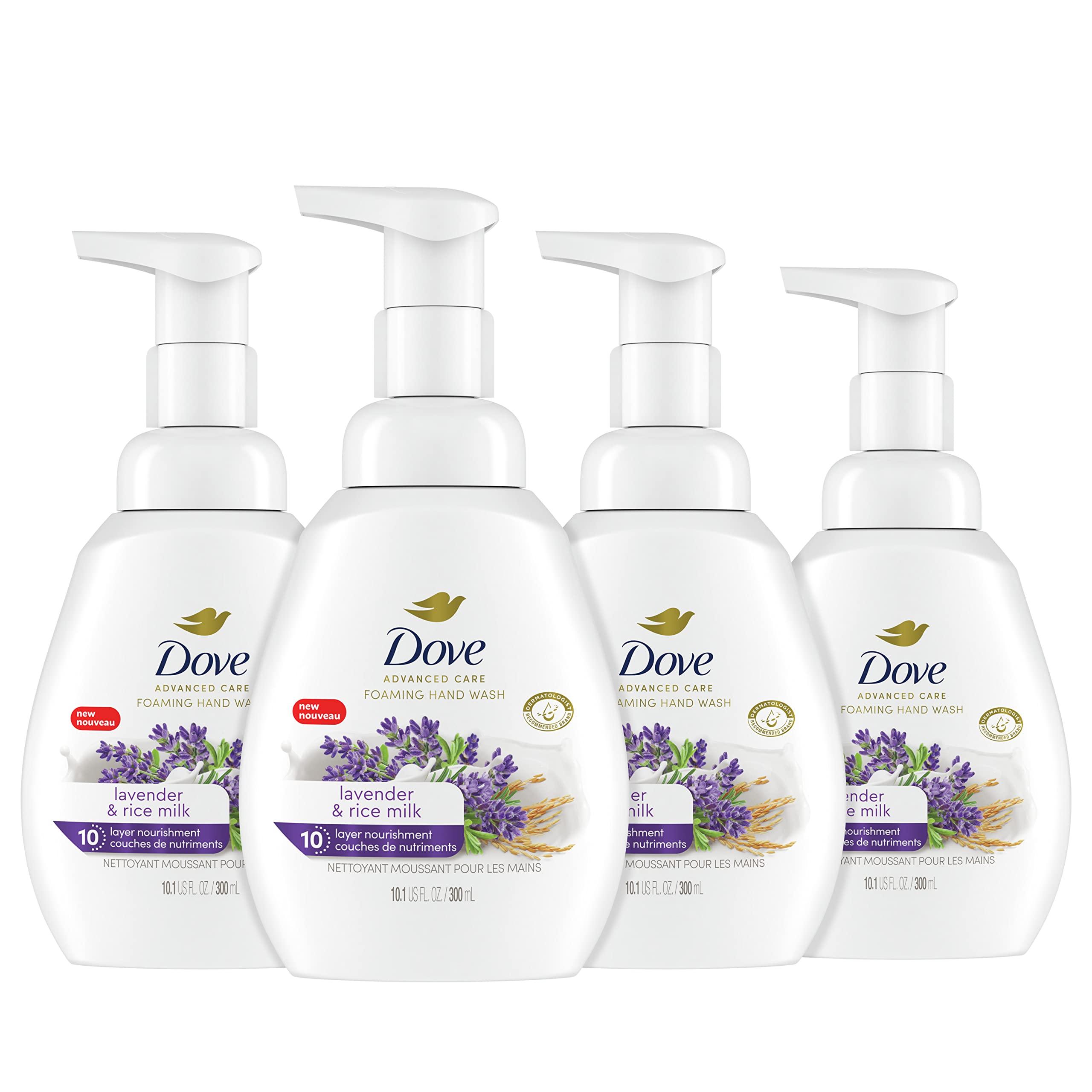 Dove Dove Foaming Hand Wash Lavender & Rice Milk and Aloe & Eucalyptus Packs of 4, 10.1 oz Each, Moisturizes Skin 10 Layers Deep