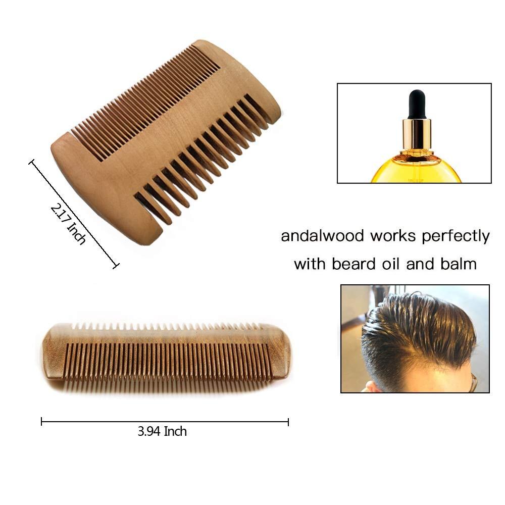 askilt Beard Comb & Beard Brush Set Natural Boar Bristle Brush and Dual Action Pear Wood Comb to Spread Balm or Oil for Growth - Softness Exfoliates Skin Helps Softening and Conditioning