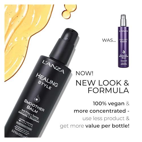 LANZA L\'ANZA Healing Style Smoother Balm, New & Improved Keratin Hair Treatment & Hair Straightener Serum, Heat Protection & Anti Frizz Hair Product, Luxury Hair Care for Curly Frizzy Hair (6.8 Fl Oz)