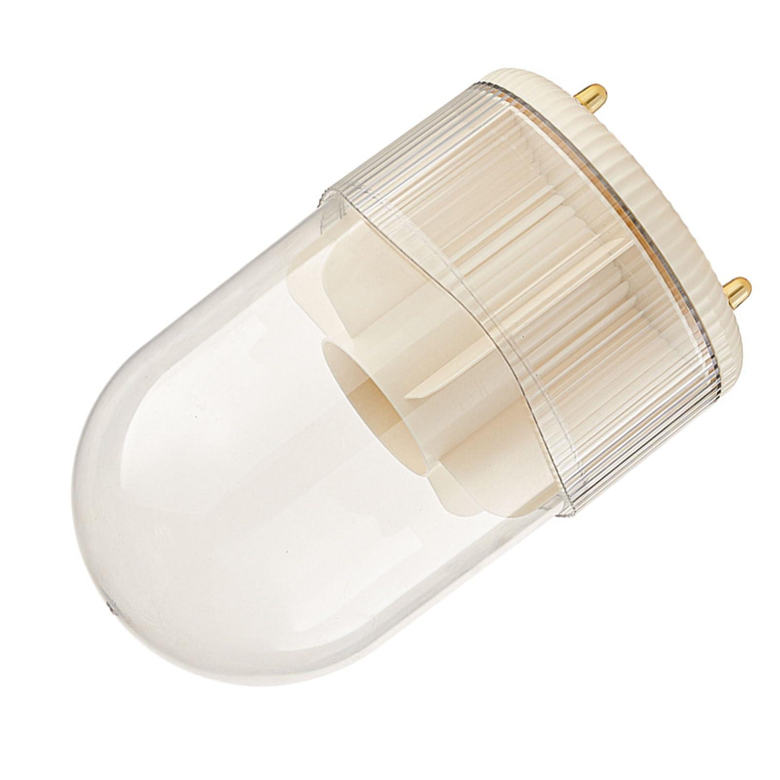 CHEOTIME CHEOTIME Makeup Brush Holder with Lid, Makeup Brush Storage Box Rotating Cosmetics Display Case Dustproof Make Up Brushes Storage Bucket (Milk White)