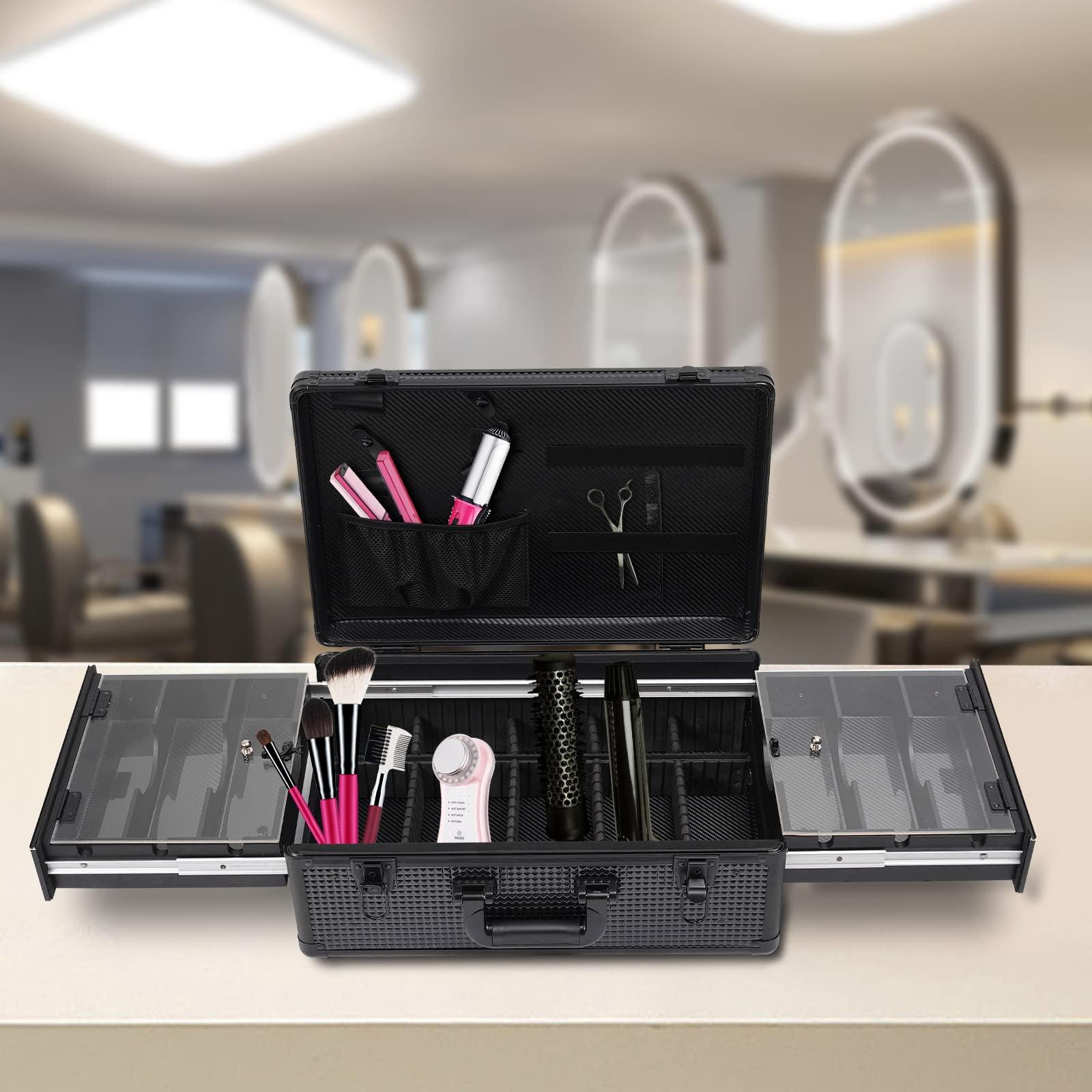 Bitodd Beauty Professional Barber Case, Barber Travel Case, Aluminum Makeup Case, Hairdressing Toolbox, Barber Briefcase Toolbox for Hair Stylist, Pet Groomer, Makeup Artist