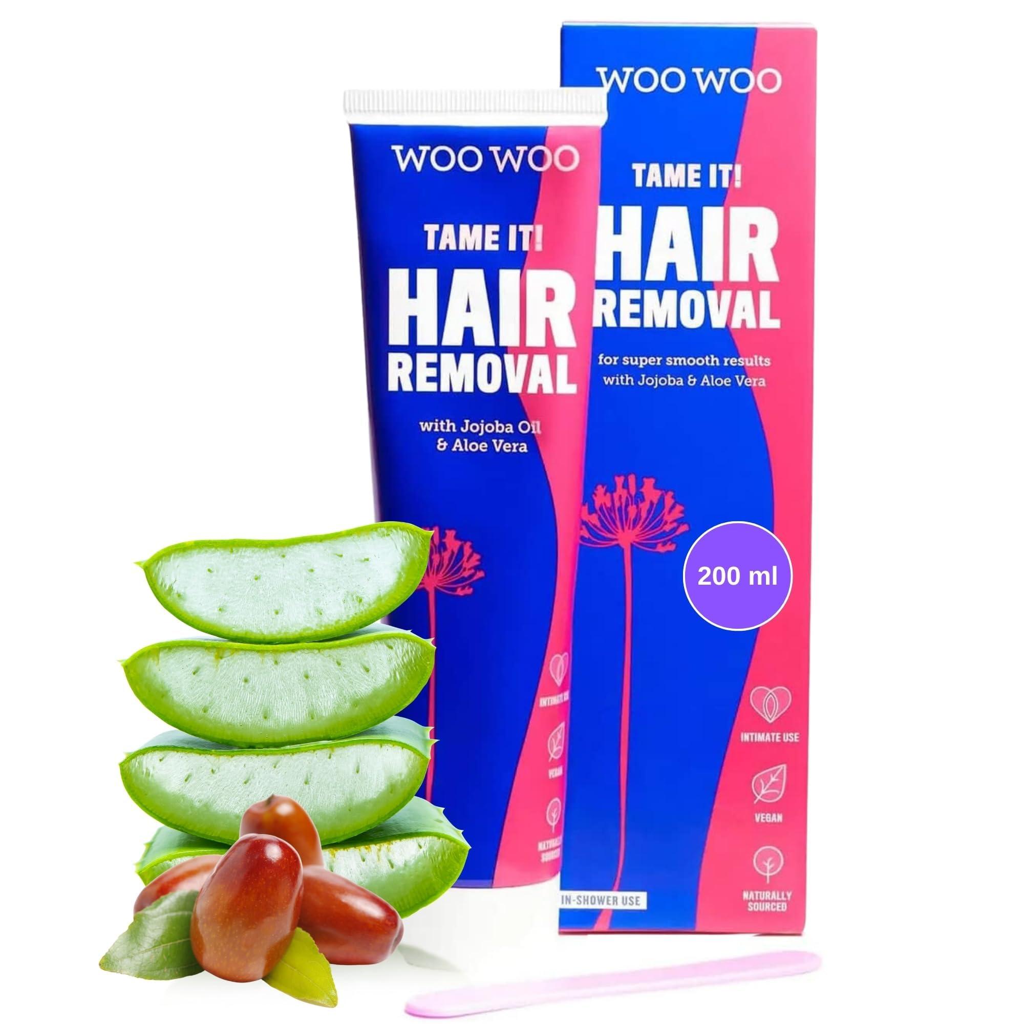 WOOWOO WooWoo - Tame It! In-Shower Natural Hair Removal Depilatory Cream | No Irritation Vegan Hair Remover For Sensitive Skin - Legs, Bikini, Intimate Areas (6.8 oz | 200 ml)