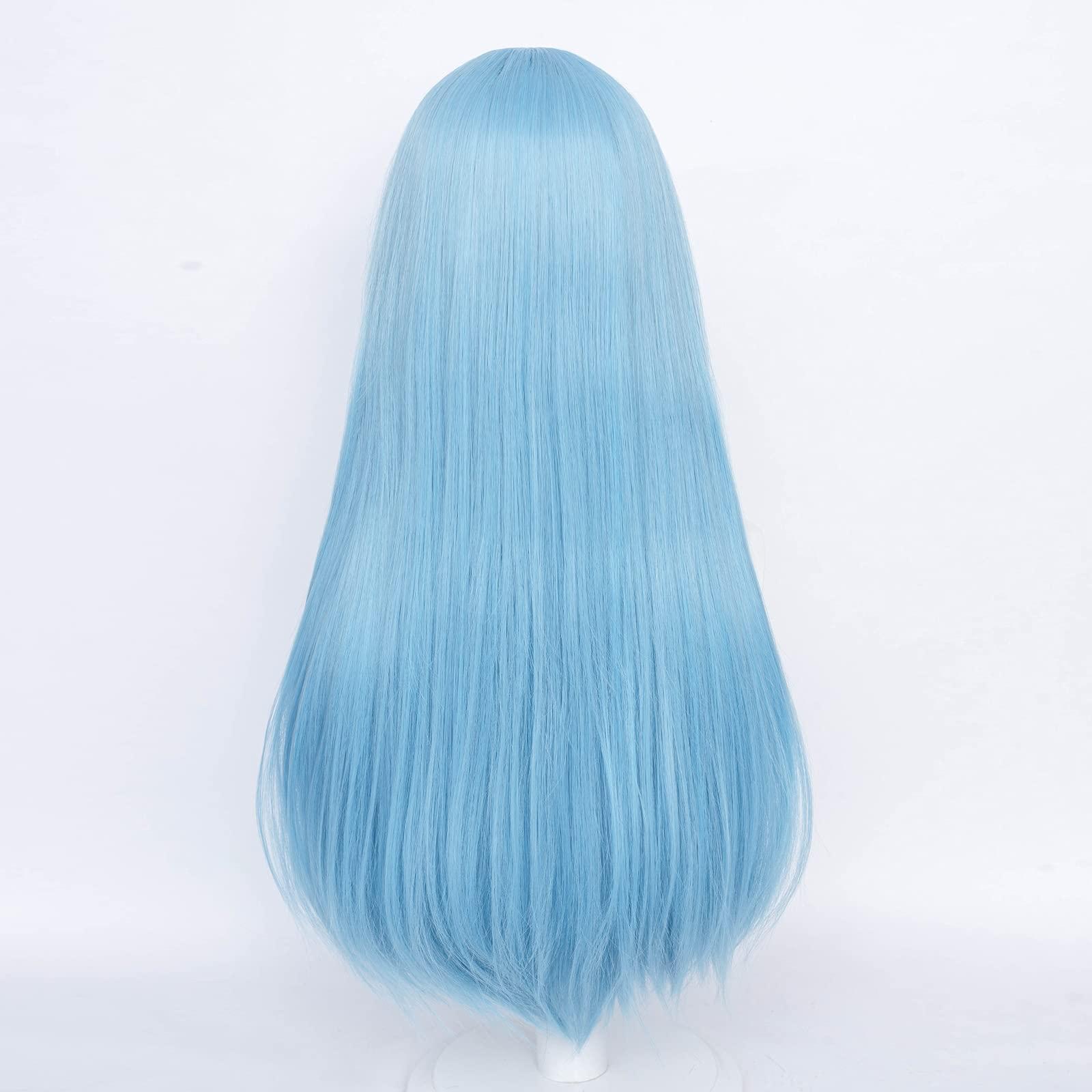 Aicos Blue Straight Cosplay Wig | Alacos Cosplay Wig for Jujutsu Kaisen Miwa Kasumi + Free Cap