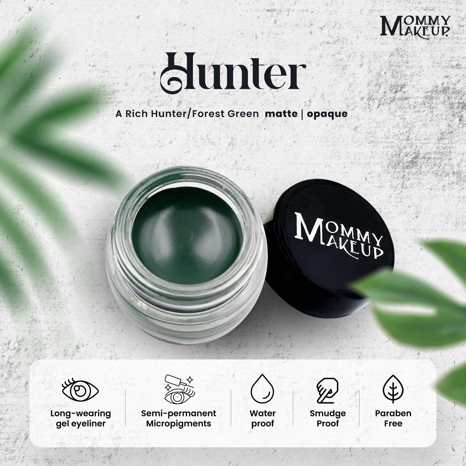 Mommy Makeup Mommy Makeup Waterproof Stay Put Gel Eyeliner Pot with Semi Permanent Micropigments - Long Lasting, Highly Pigmented Eye Liner, 0.14 oz (Hunter)