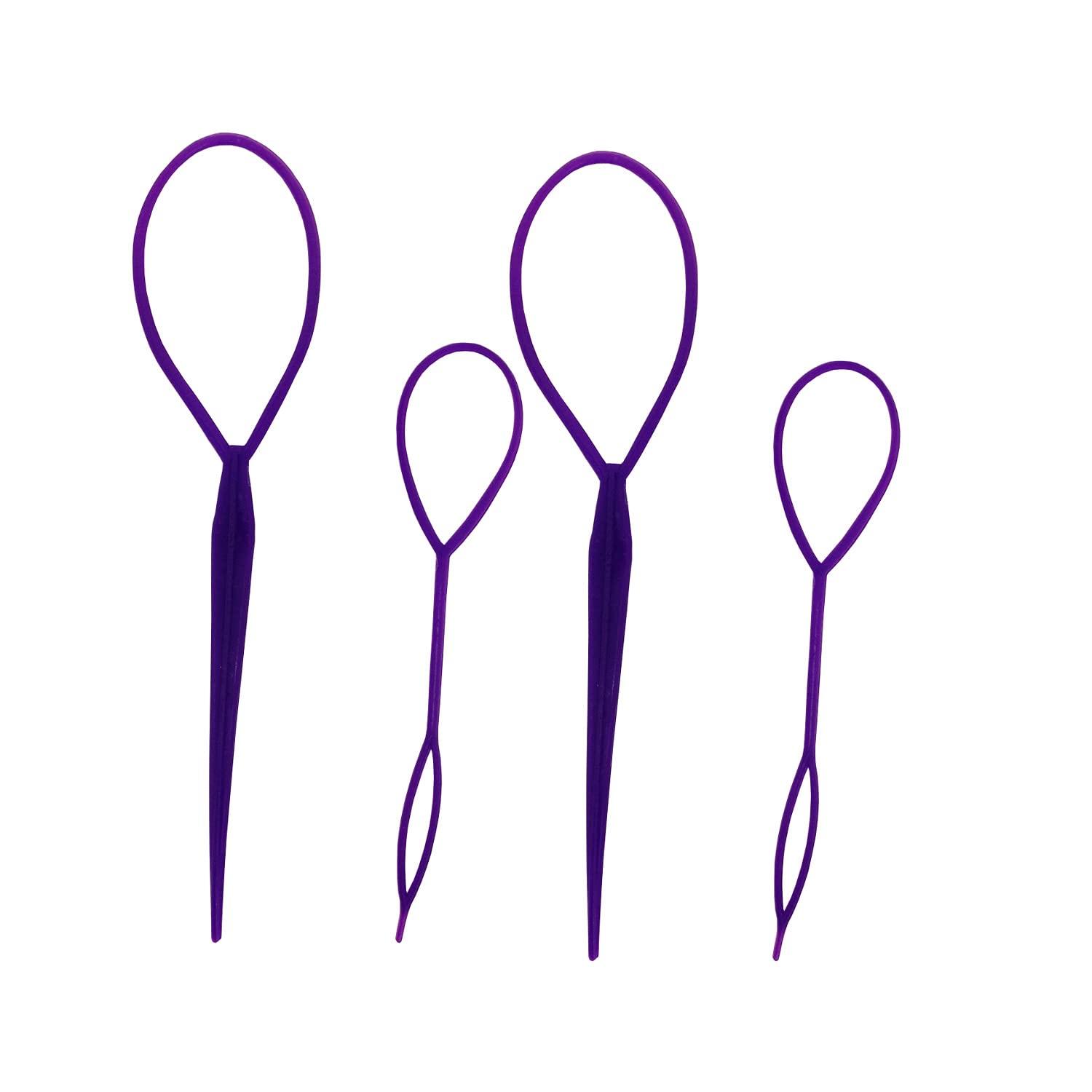 Trimming Shop Trimming Shop 4pcs Hair Braiding Tool, Topsy Tail Ponytail Maker French Braid Loop Tool, Hair Styling Accessory for Girls and Women, Durable Ponytail Holder, Purple
