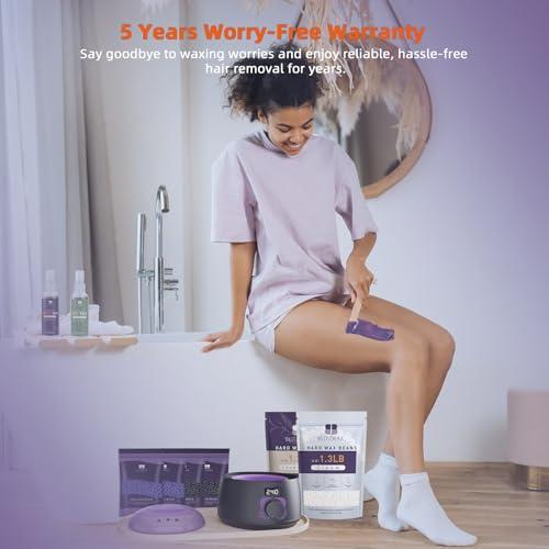 BLITZWAX BLITZWAX Digital Waxing Kit for Women and Men Hair Removal with 1.3lbs Lavender&1.3lbs Cream Wax Beans for Eyebrow, Body, Brazilian, Bkini and Sensitive Skin, Hot Wax Beads Kit for Home and Salon Use