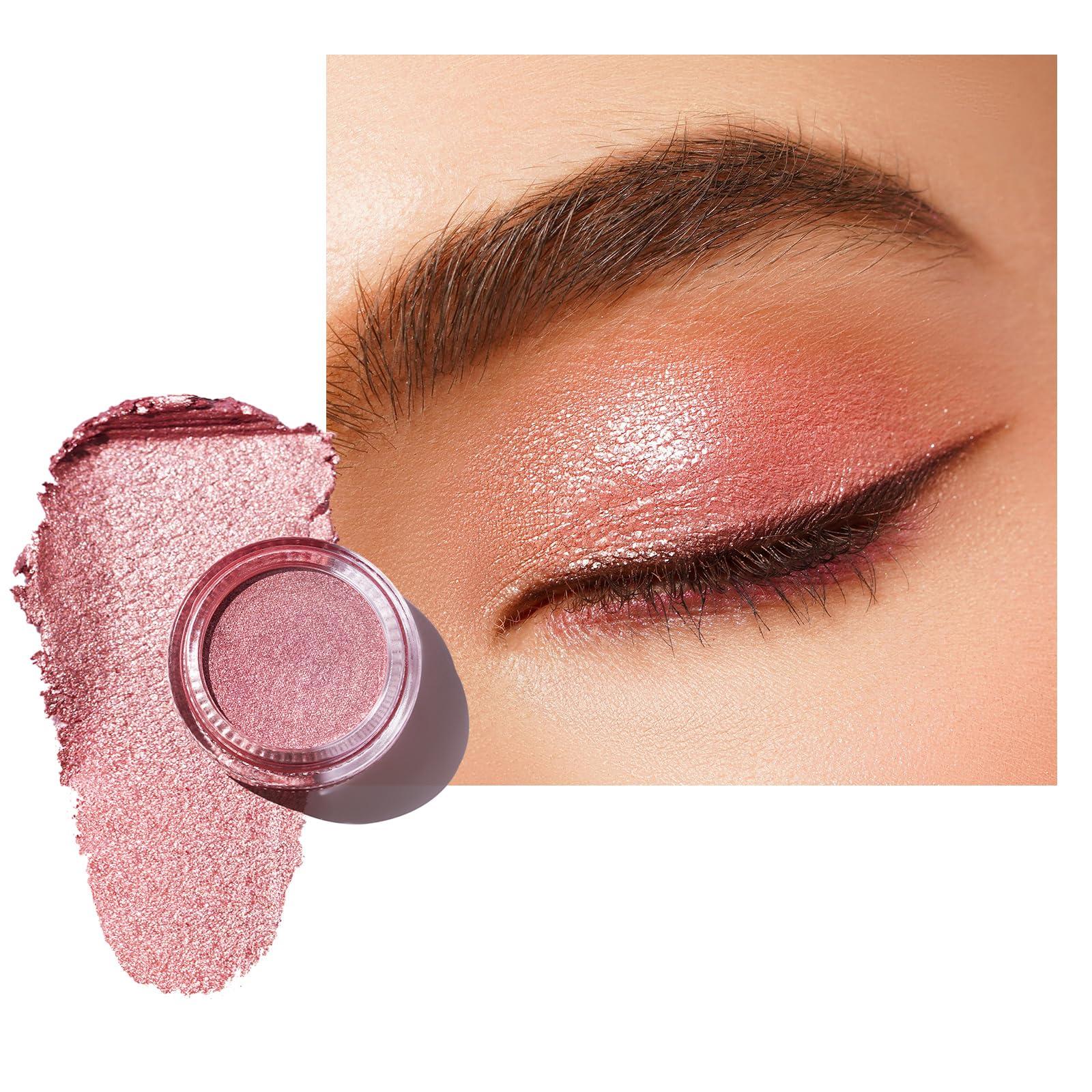 Oulac Oulac Pink Cream Eyeshadow also for Highlighter Large Capacity Highly Pigmented Eye Shadow Waterproof &Long Lasting with Moisturizing Formula, Shimmer Glitter Eye Makeup. 6g.(18)