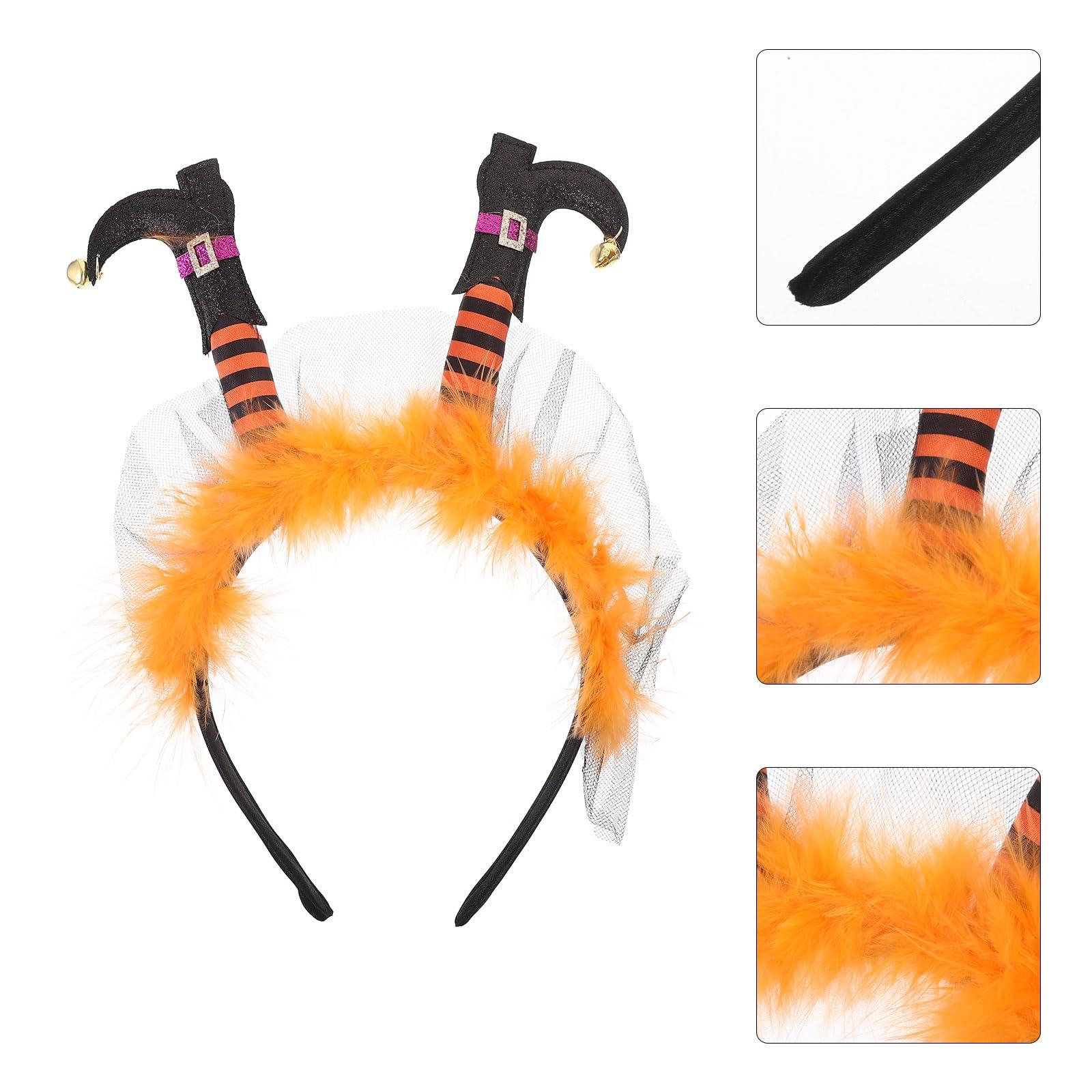 LOGOFUN LOGOFUN Halloween Witch Foot Headband Unique Witch Legs Hair Band Halloween Cosplay Headband for Costume Dress up Party - Orange