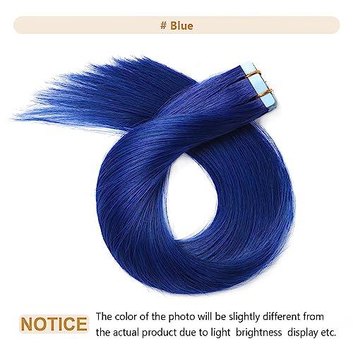 YILITE YILITE 20Pieces/Pack Blue Tape in Hair Extensions Human Hair 14inch 40g Blue Tape in Human Hair Extensions Seamless Skin Weft Tape ins Hair Extensions14inch Blue