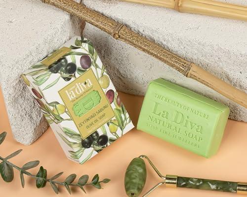 La Diva La Diva Organic Soap Collection - Hand Soap - Argan, Coconut Oil, Collagen, Donkey Milk, Lavender, and More - Premium Bar Soaps for Daily Hydration and Skin Nourishment (Olive Oil Soap)