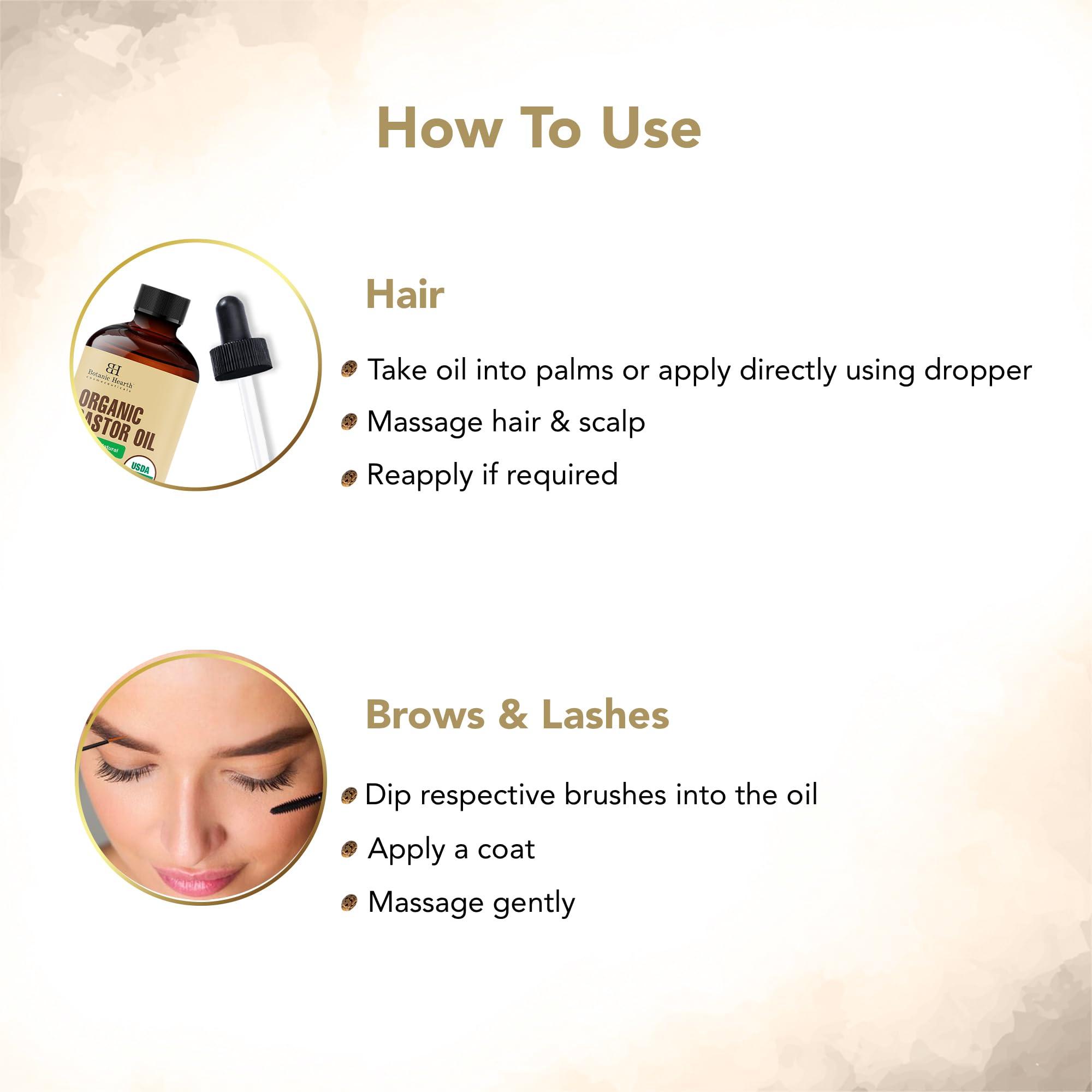 Botanic Hearth Botanic Hearth Castor Oil (2 fl oz) | USDA Certified Organic | 100% Pure & Hexane Free | Cold Pressed |Promotes Growth for Eyelashes, Eyebrows & Hair | Includes Eyebrow & Eyelash Brush