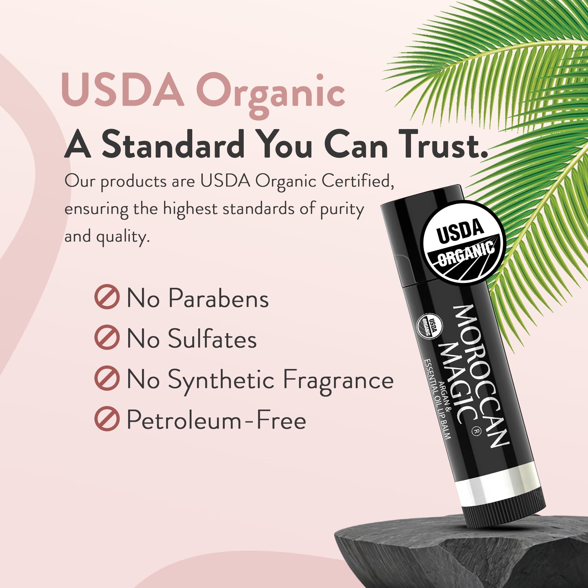 Moroccan Magic Moroccan Magic Organic Lavender Vanilla Lip Balm 3 Pack | Chapsticks for Dry Lips | Natural Argan & Essential Oils Lip Moisturizer + Vitamin E | Smooth, Hydrating, Non-Toxic | Organic Lip Balm Set