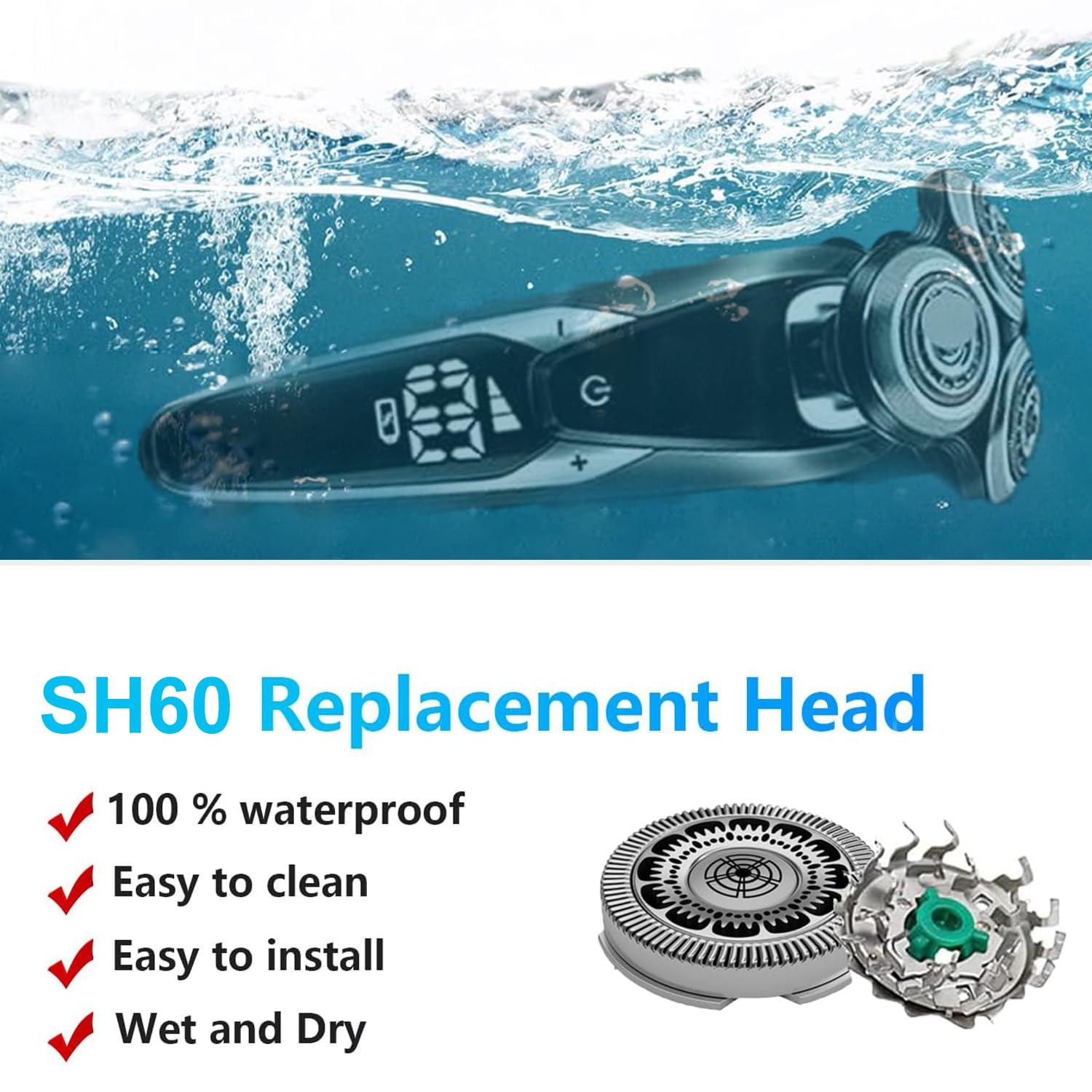 JIANCENGYU SH60 Replacement Heads Compatible with Philips Norelco Series 6000 Replacement Blades, for norelco 6000 Replacement Heads for Philips norelco 6000 Series Replacement Blades,Upgraded Blades