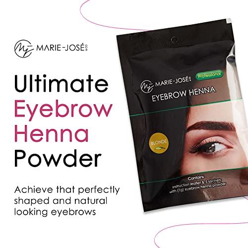 Marie-José Marie-José & Co Henna Brow Tinting Kit Blonde Dye, Eyebrow Spot Coloring, Long-Lasting Eyebrow Powder, Water & Smudge Proof, 5 Sachets, Good for 50 Applications