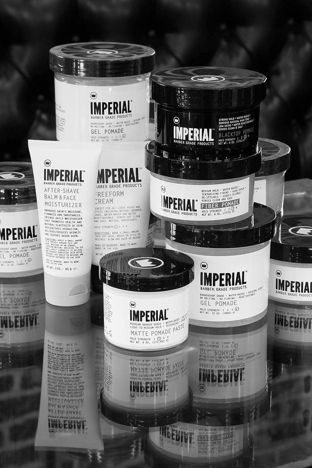 Imperial Barber Imperial Barber Grade Gel Pomade - All Day Strong Hold, No Flaking, Water Based, Reactivatable - Natural Men\'s Hair Styling Product 12oz