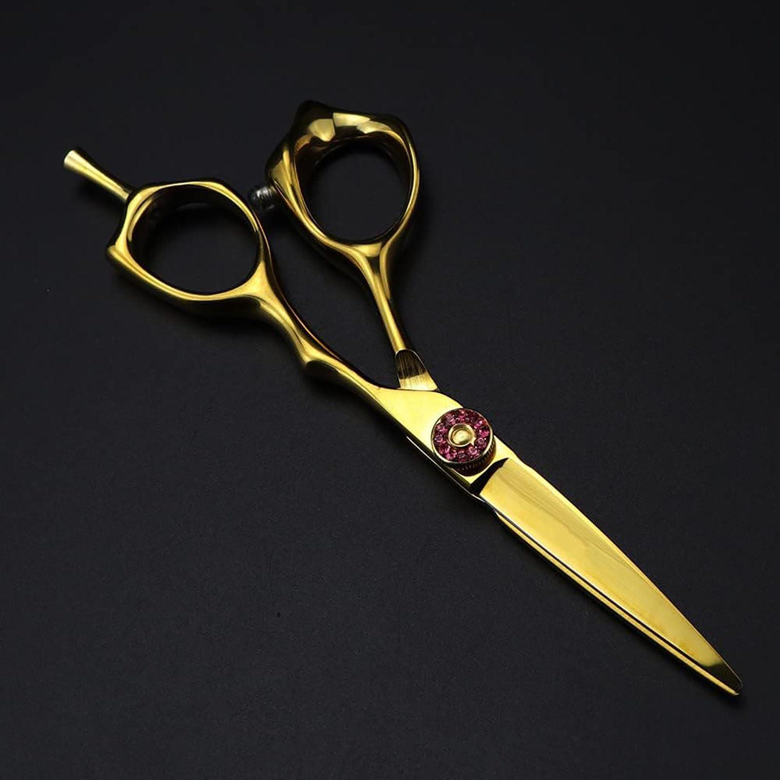 USLXDCYC USLXDCYC Hair Cutting Scissors Shears Kit, 5 Inch Professional Steel Scissor Gold Hair Scissors Haircut Thinning Barber Tools Cutting Shears Hairdressing Scissors Set gift