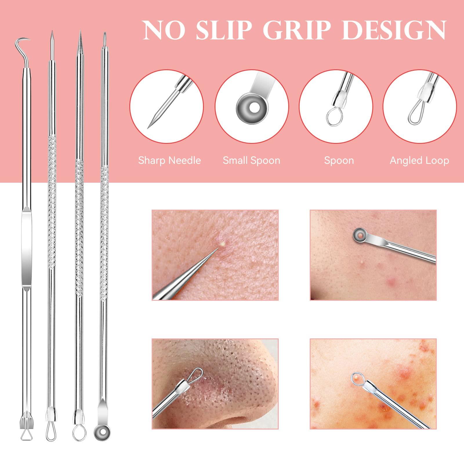 ritarga Blackhead Remover 8PCS Stainless Steel Pimple Popper Tool Kit with Portable Metal Case Whitehead Blemish Removal Tool