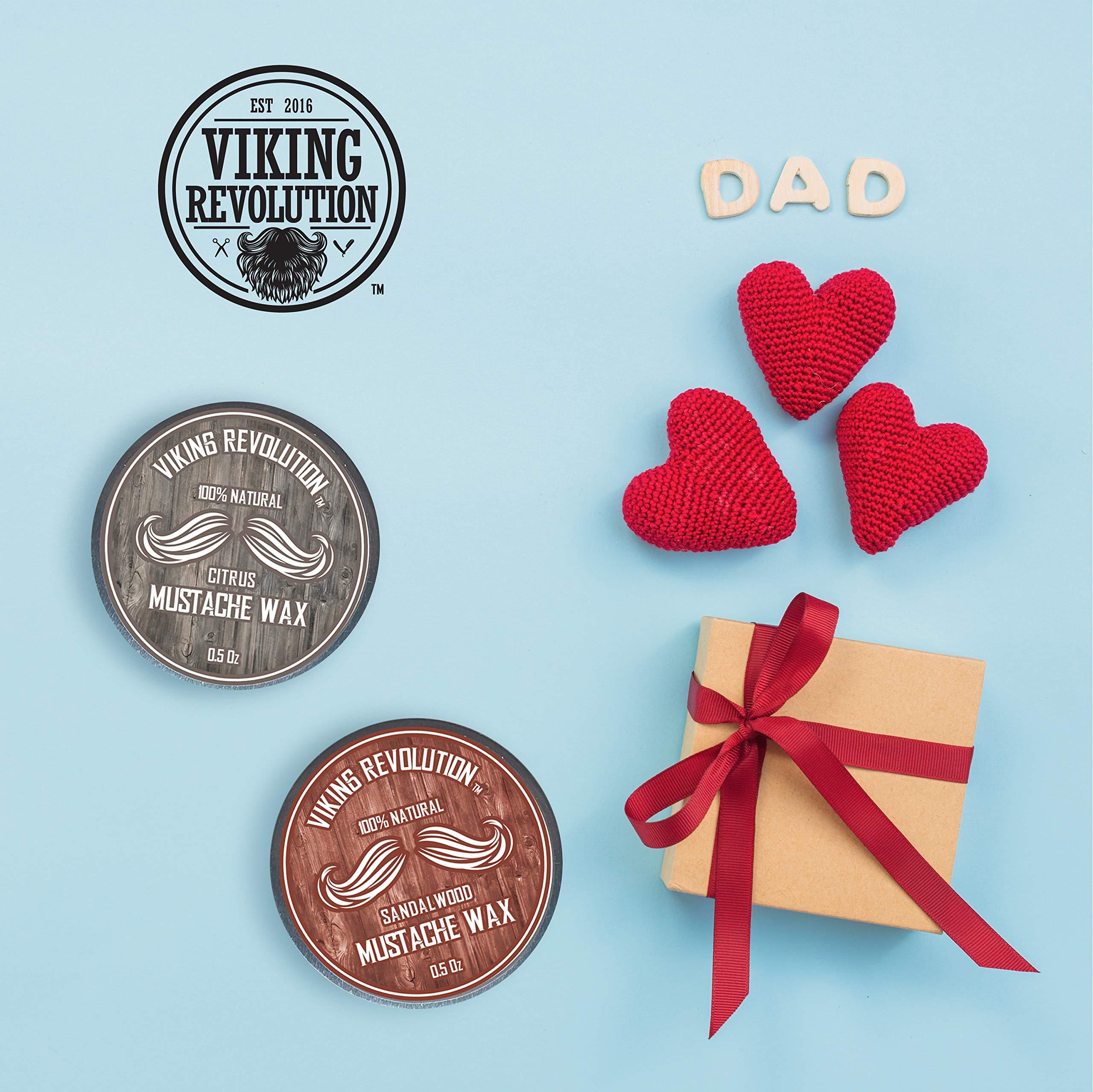 Viking Revolution Viking Revolution Mustache Wax 2 Pack - Beard & Moustache Wax for Men - Strong Hold Helps Train Tame & Style (Citrus & Sandalwood, 2 pack)