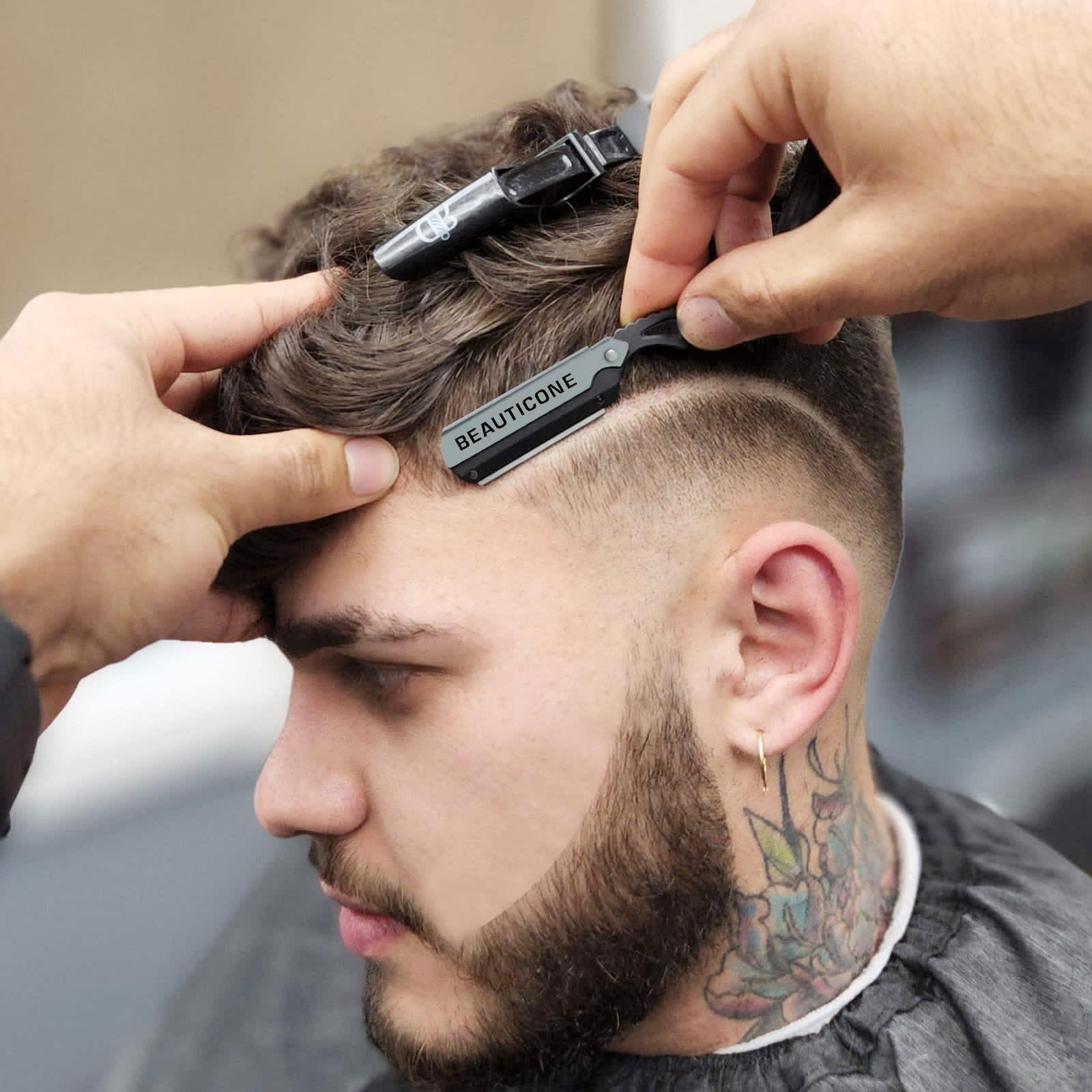 BEAUTICONE Straight Edge Razor for Men, Professional Straight Blade Men's Razors, Barber Shaving Knife for Beard, Single Edge Cutthroat Stainless Steel Razor (SwingLock)