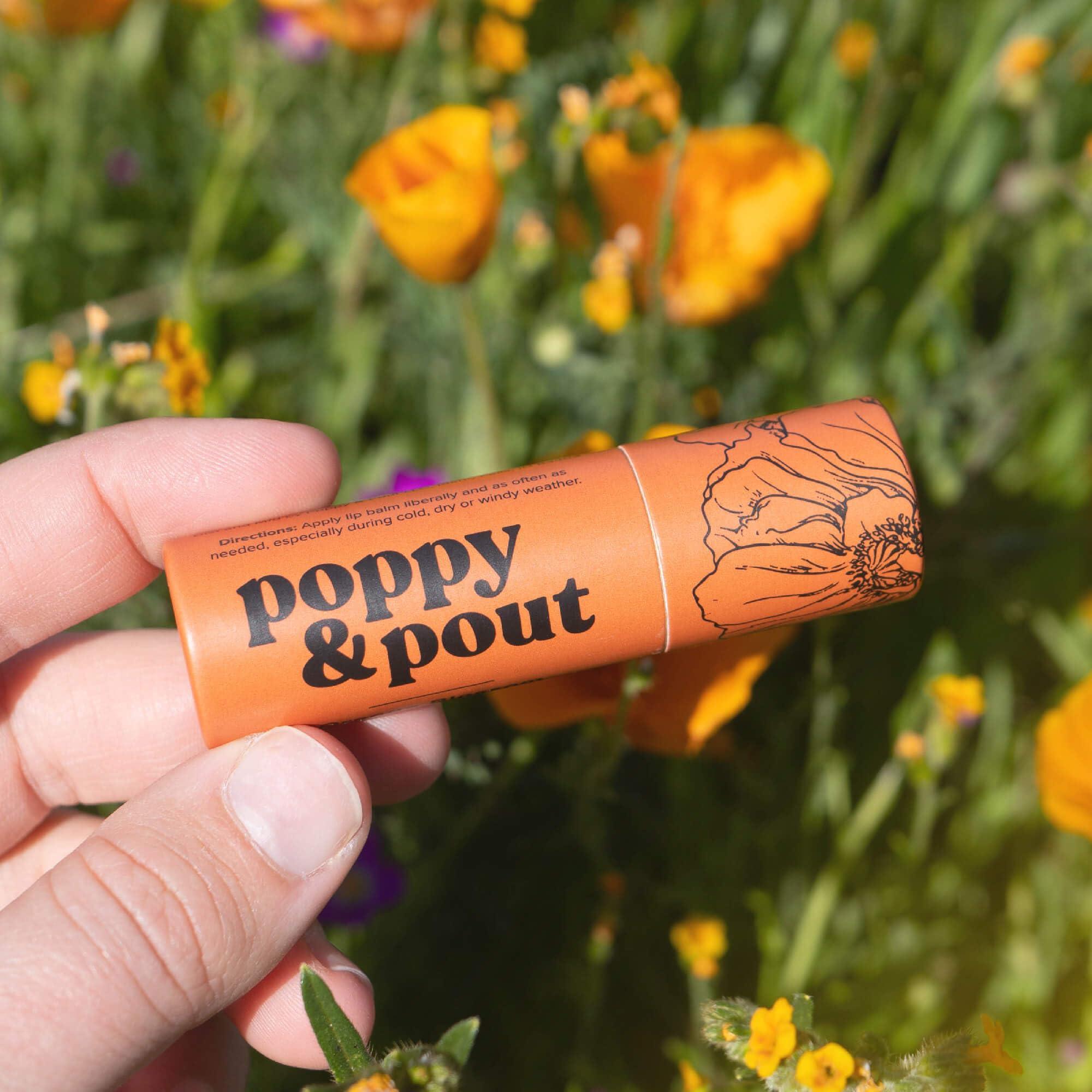 Poppy & Pout Poppy & Pout Orange Bloom Jumbo Lip Balm | All Natural Lip Balms & Moisturizers | Hydrates with Beeswax, Vitamin E, Organic Coconut Oil | Cruelty-Free | Lip Balm in Recyclable Cardboard Tube