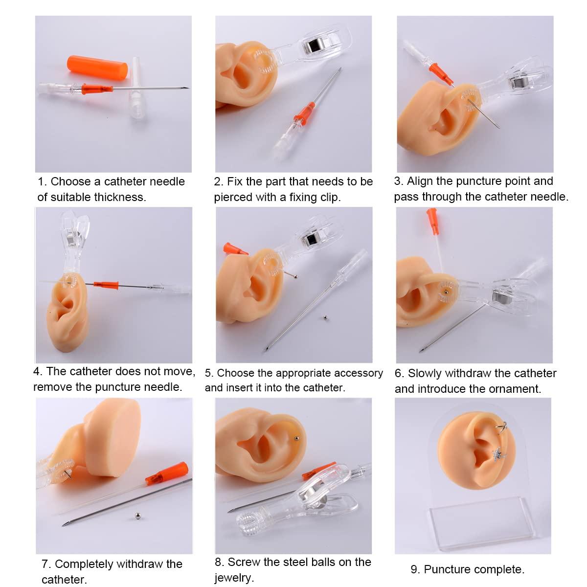 RUIFAR 30Pcs Piercing Needles Ear Catheter Piercing Needles Tattoo Needles IV Catheter Piercing & Tattoo Supplies, Hollow Needle Piercing Kit (20G(0.8mm))