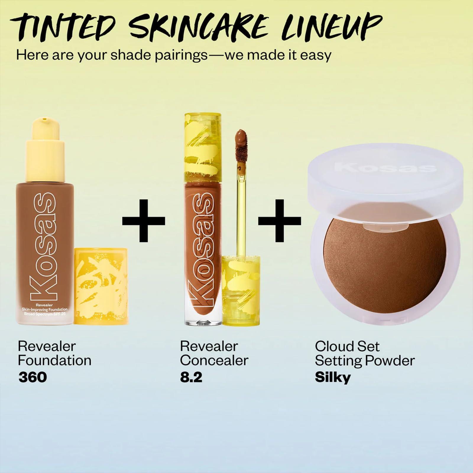 Kosas Kosas Revealer Skin-Improving Foundation with SPF 25 Protection - Hydrate, Brighten, Soothe, Plump, Protect Skin - Smoothing Texture, Natural Finish and Clean Formula - Medium Deep Neutral Olive 360