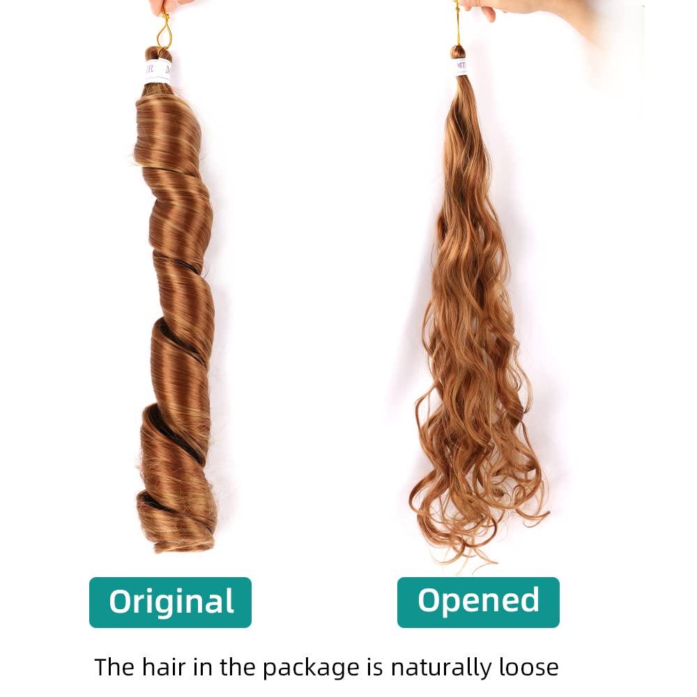 Mtmei hair Mtmei hair French Curly Braiding Hair for Box Braids 8 Packs 18 Inch 100G/Pack Loose Wave Braiding Hair Crochet Spanish Curly Spiral Curl Synthetic Hair Extensions for Women P30/27 (18 Inch,8 Packs)