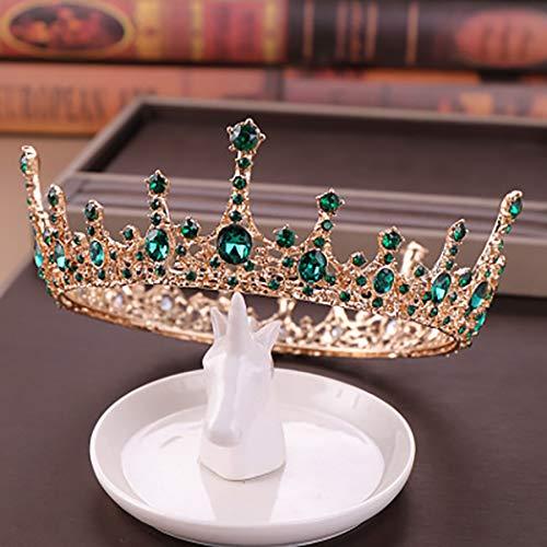 Fairyu Fairyu Baroque Wedding Bride Crown and Tiaras Rhinestone Gemstone Crown Tiaras Queen Bridal Crowns Elegant Roal Hair Accessories for Women and Girls (Green)