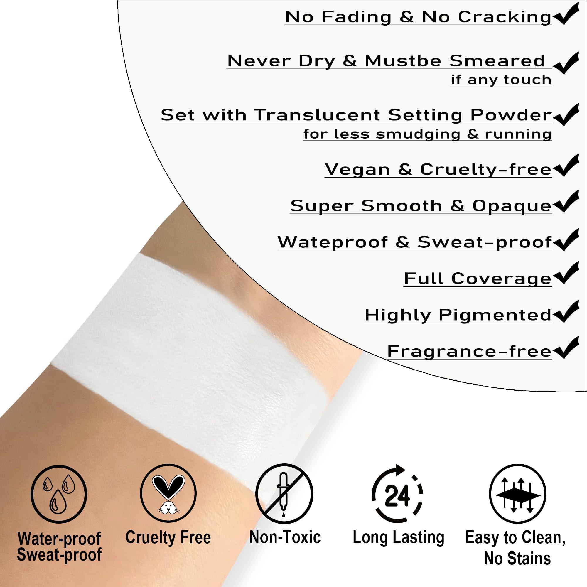 CCbeauty CCBeauty Clown White Face Body Paint Stick Oil, White Eye Black Sticks for Sports, Cream Skeleton Joker Mime Foundation Makeup, Hypoallergenic Face Painting Kit for Halloween SFX Cosplay Costume Party