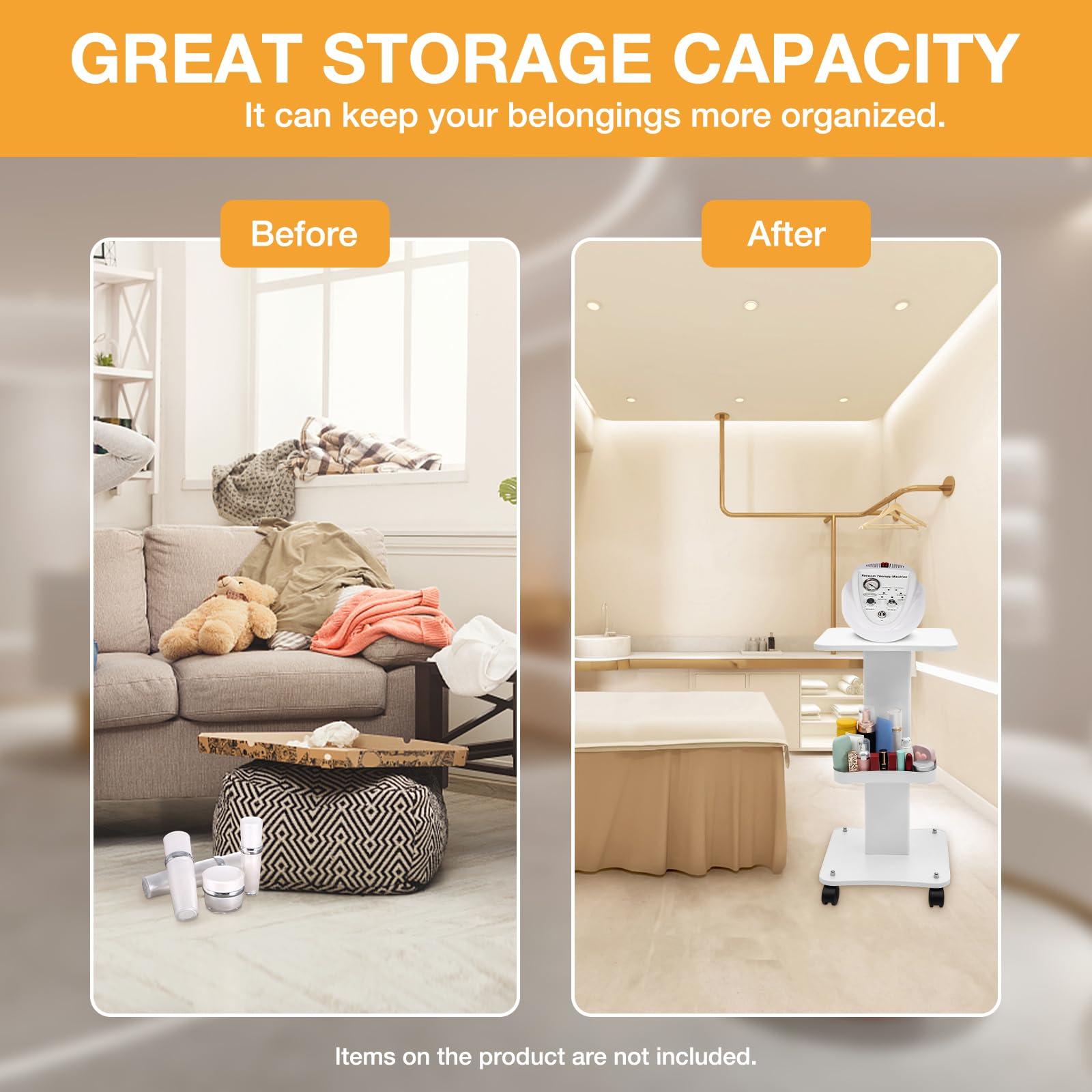 CheriMuMu CheriMuMu Beauty Salon Trolley Cart, Portable Beauty Tray Spa Trolley Stand Salon Rolling Tray Cart, Beauty Instrument Storage Tray Mobile Cart with 360 Rotatable Swivel Wheel, Load 88.18lbs